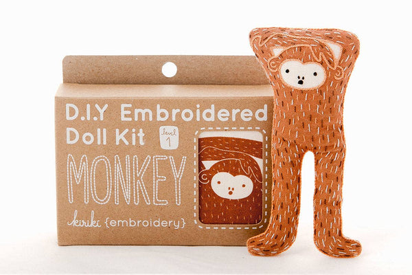 Stuffed Monkey Embroidery Kit - DIGS