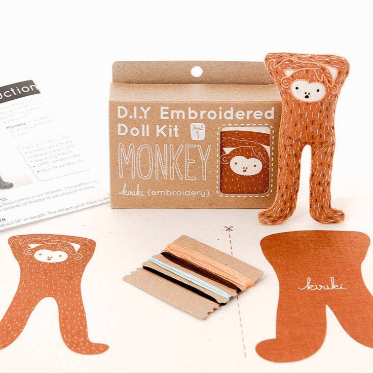 Stuffed Monkey Embroidery Kit - DIGS
