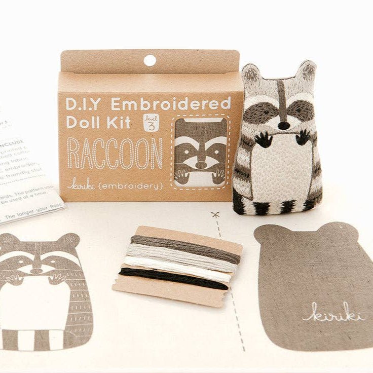 Stuffed Raccoon Embroidery Kit - DIGS