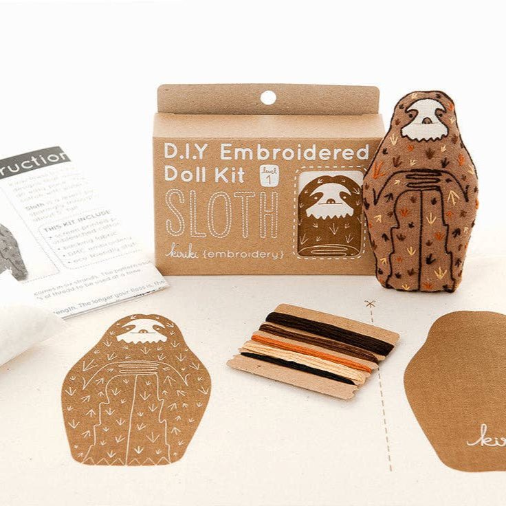 Stuffed Sloth Embroidery Kit - DIGS