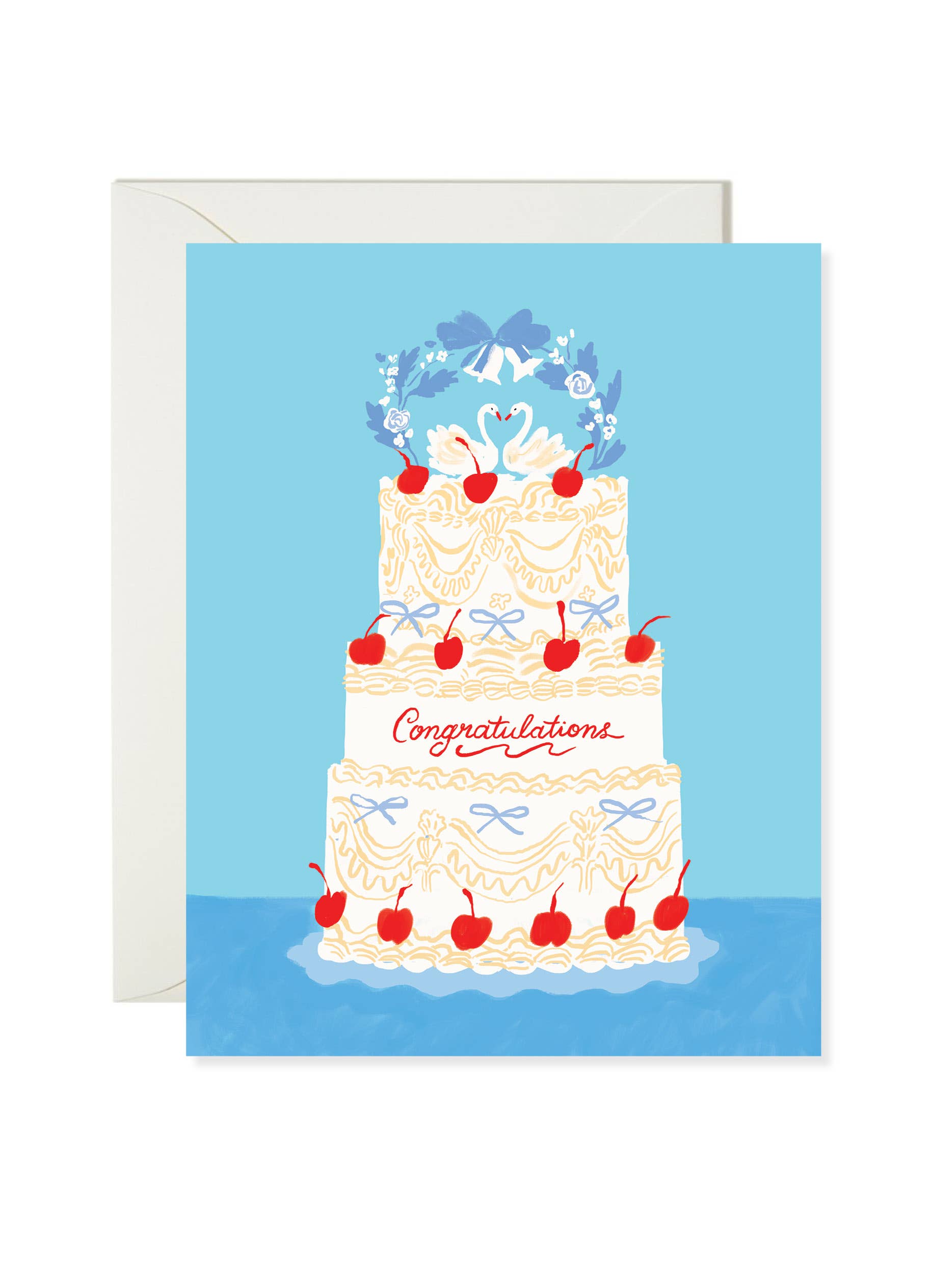 Swans Wedding Cake Card - DIGS