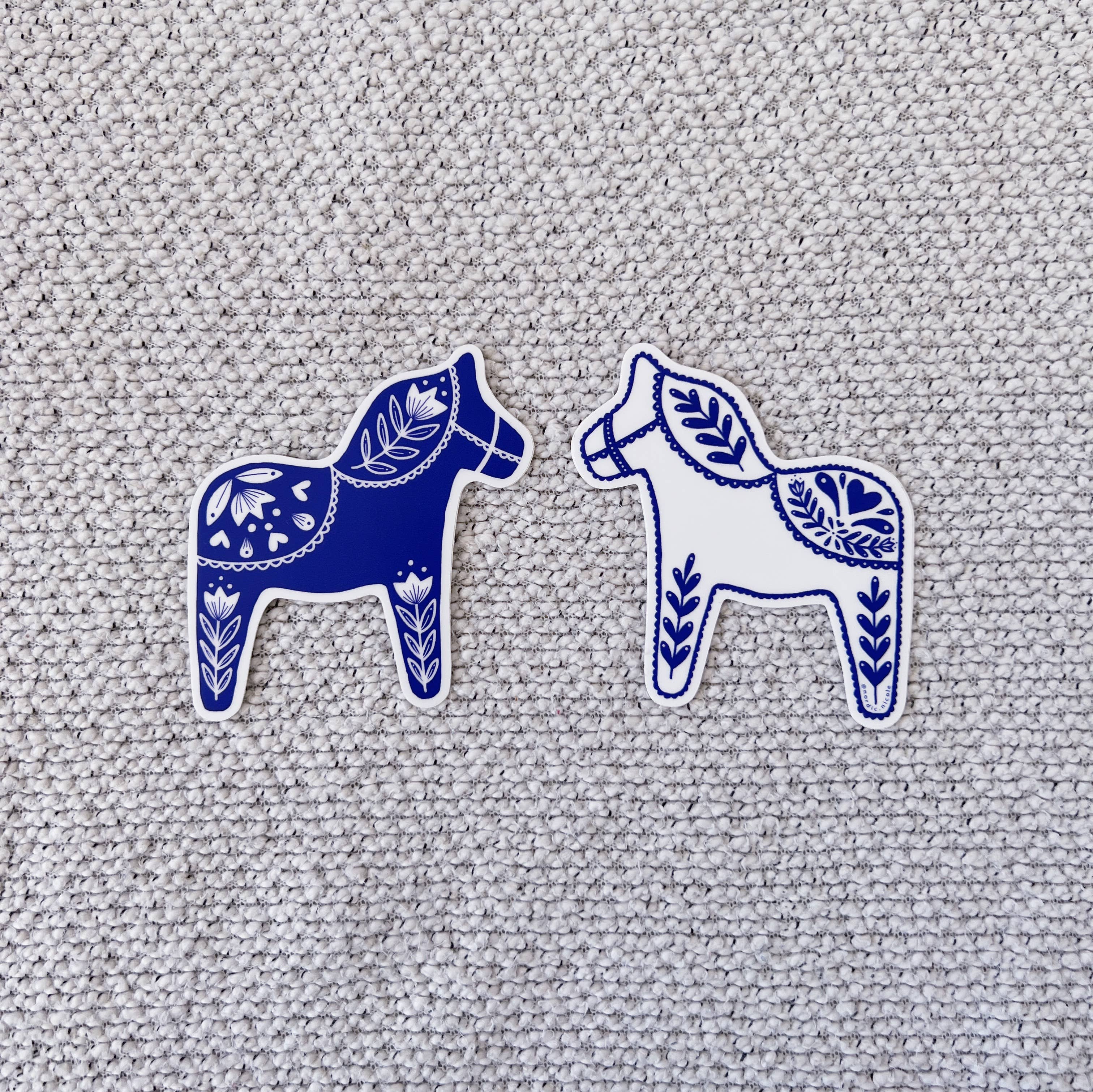 Swedish Dala Horse Sticker - Blue - DIGS