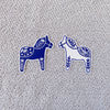 Swedish Dala Horse Sticker - Blue - DIGS
