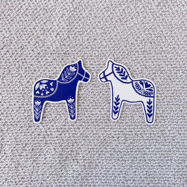 Swedish Dala Horse Sticker - Blue - DIGS