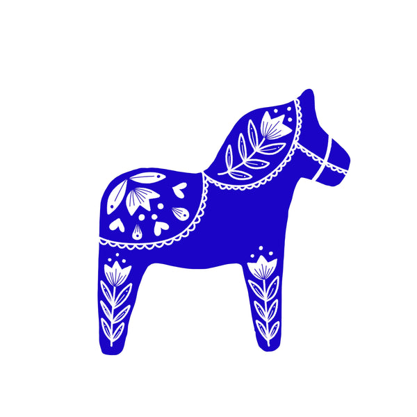 Swedish Dala Horse Sticker - Blue - DIGS