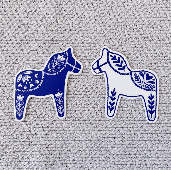 Swedish Dala Horse Sticker - Red/Pink - DIGS
