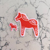 Swedish Dala Horse Sticker - Red/Pink - DIGS