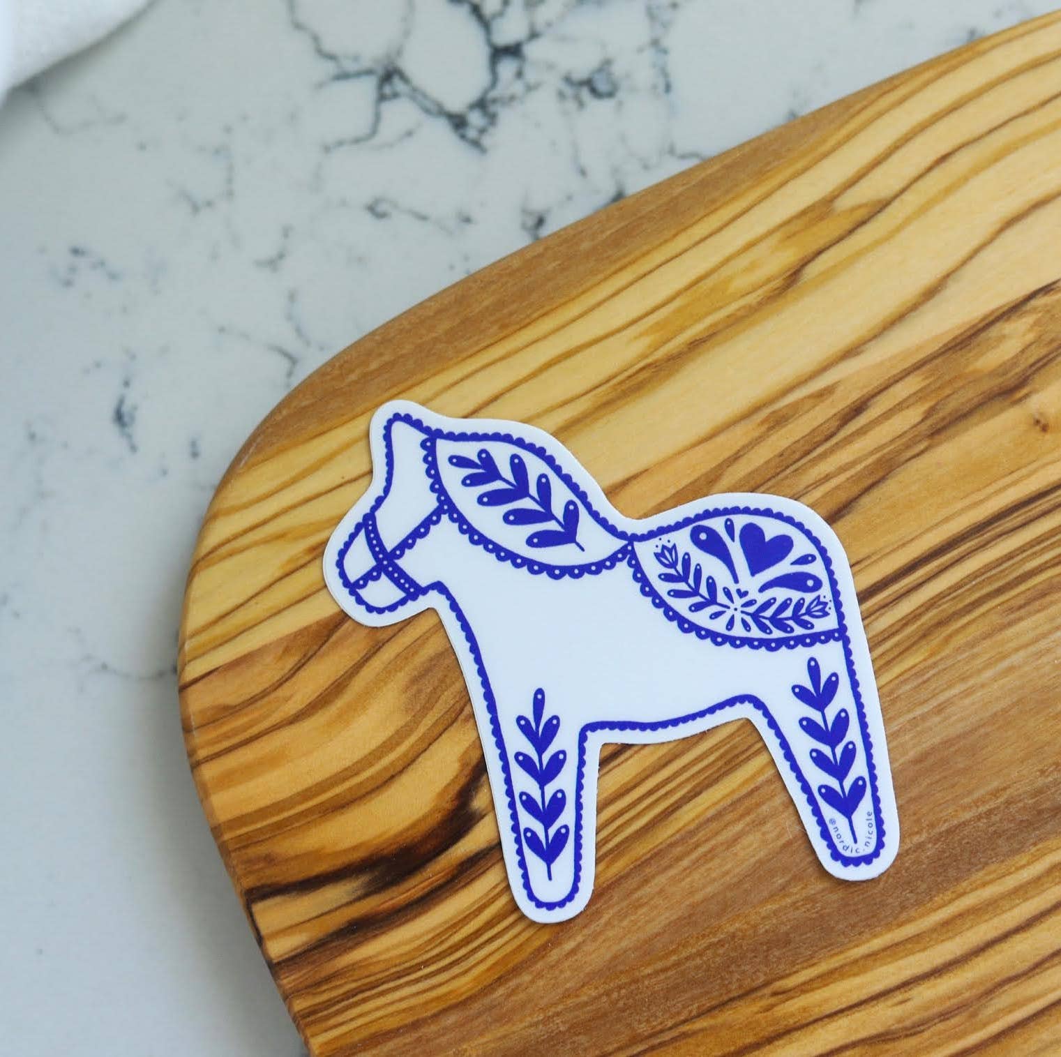 Swedish Dala Horse Sticker - White - DIGS