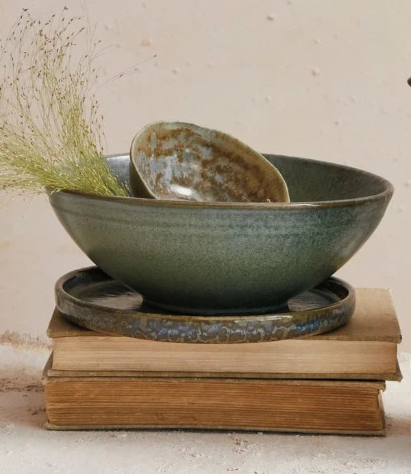 Teal Reactive Glaze Stoneware Bowl - DIGS