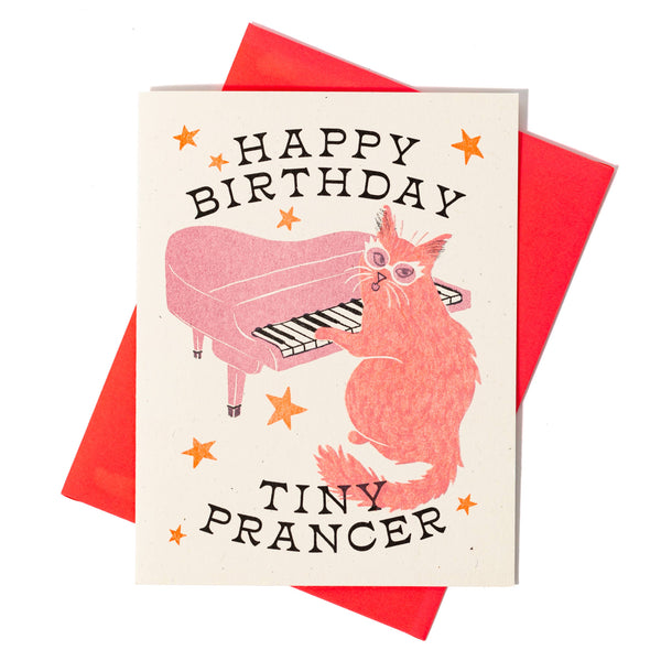 Tiny Prancer Cat Birthday Card - DIGS
