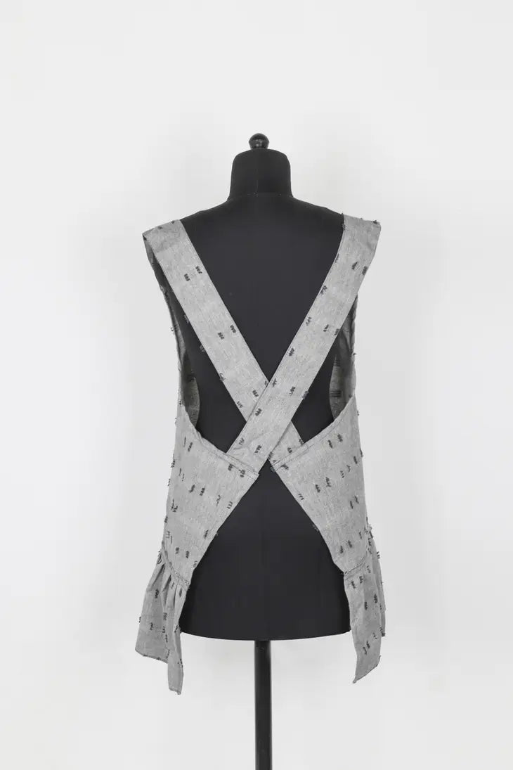 Tuft Pinafore Apron with Ruffle: Slate - DIGS