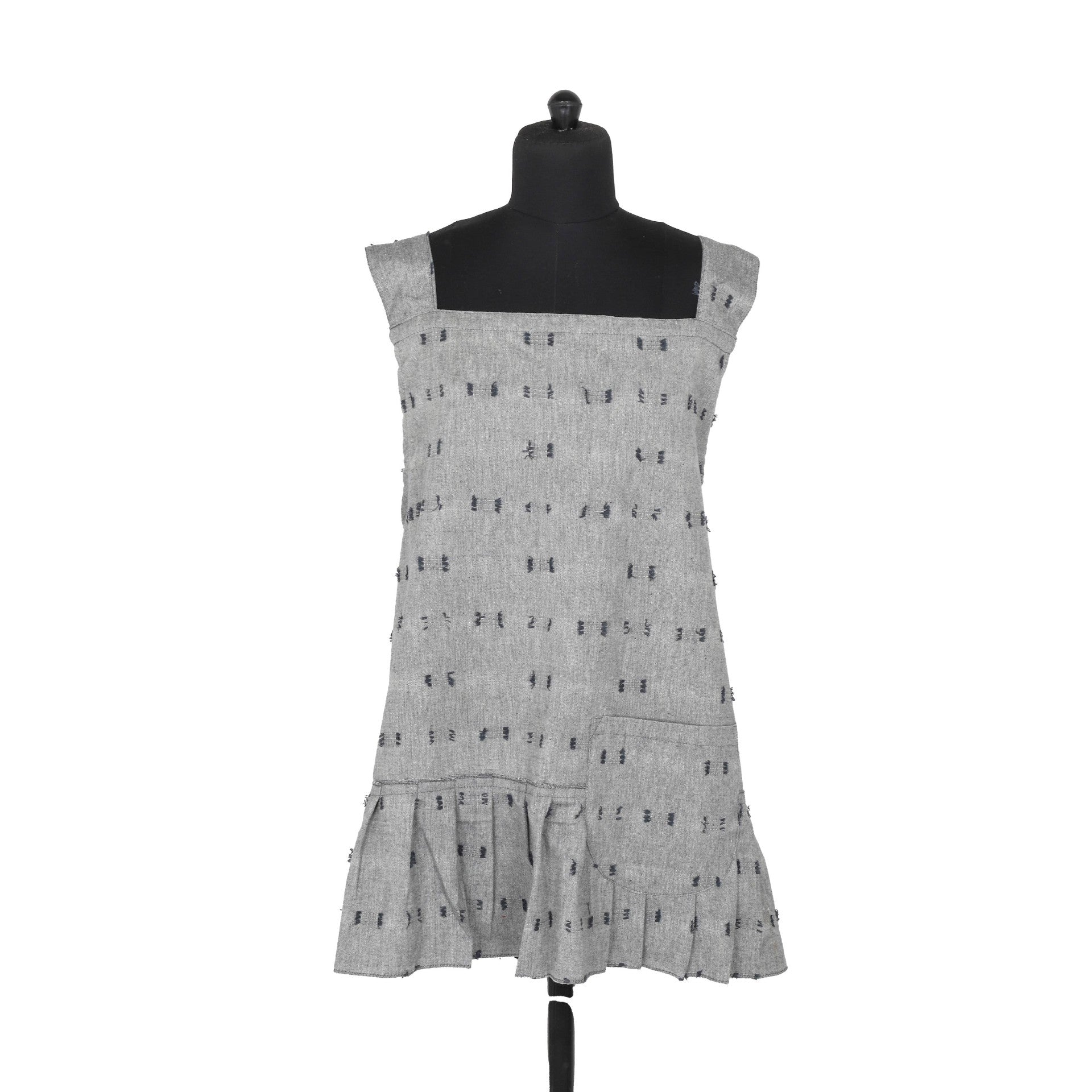 Tuft Pinafore Apron with Ruffle: Slate - DIGS