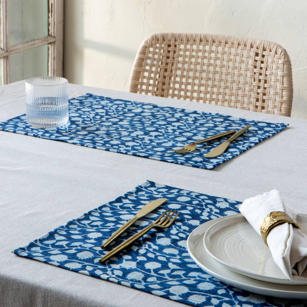 Vinebloom Block Print Placemats Set of 4 - DIGS