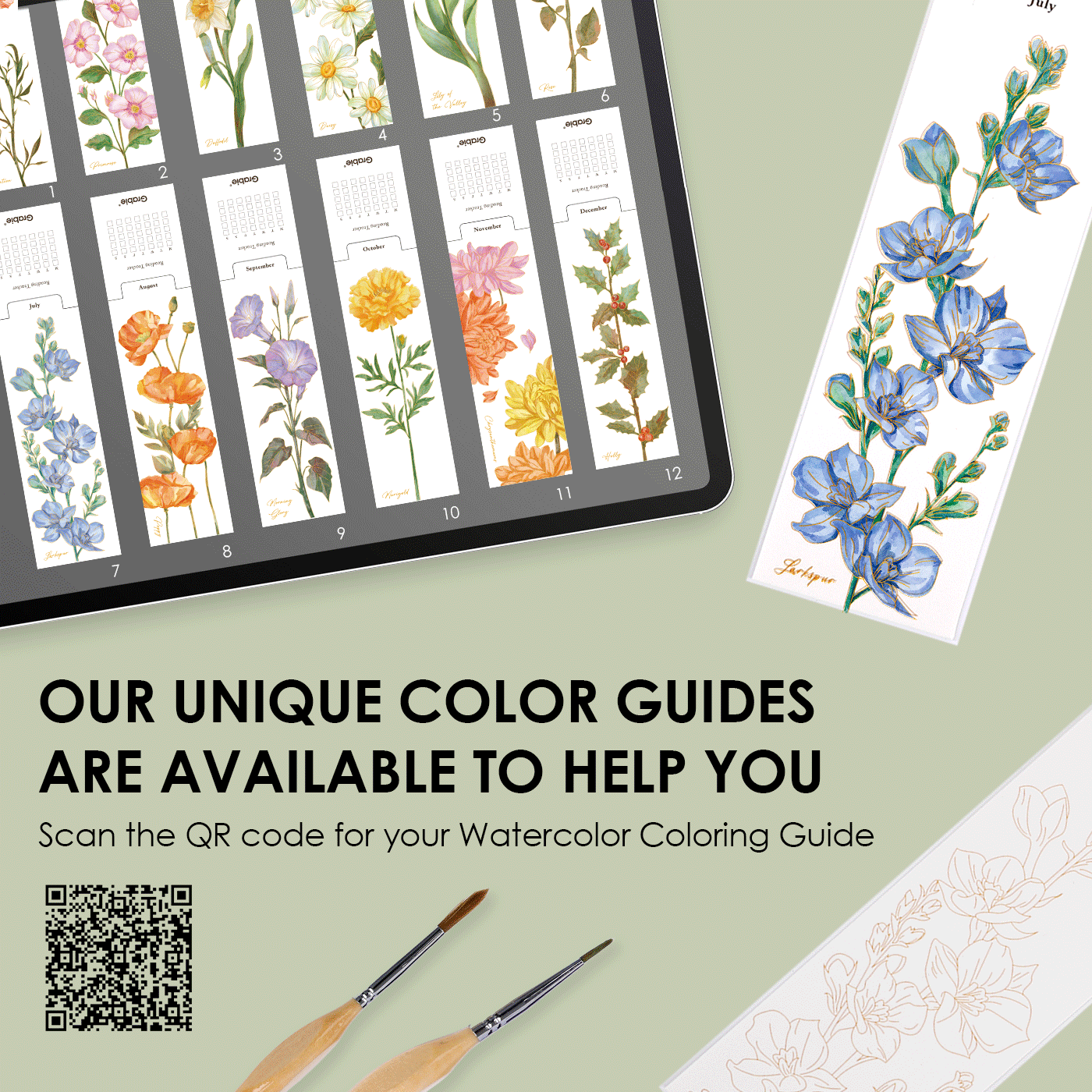 Watercolor Coloring Bookmarks - DIGS