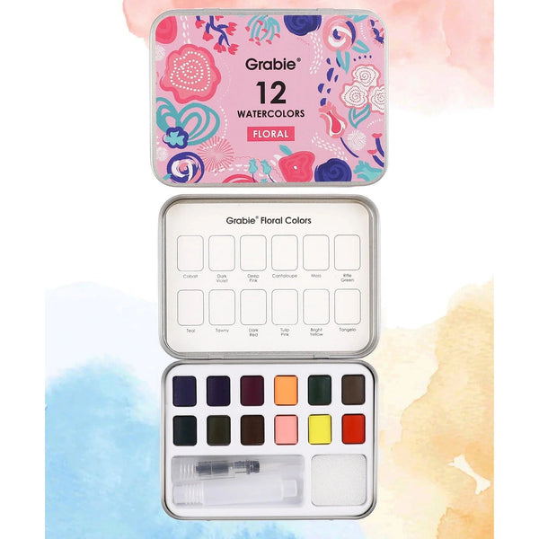 Watercolor Pocket Set of 12 with Brush: Floral Colors - DIGS
