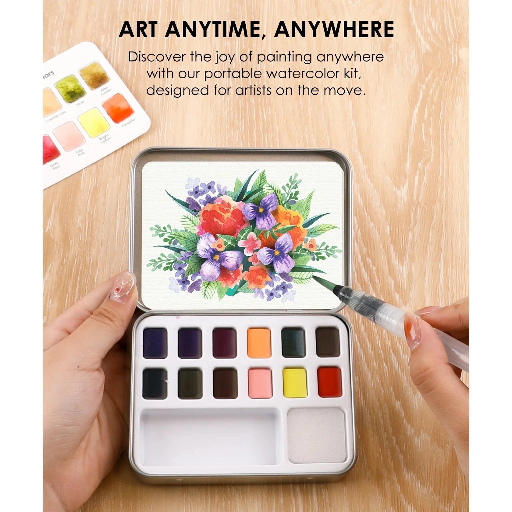 Watercolor Pocket Set of 12 with Brush: Floral Colors - DIGS