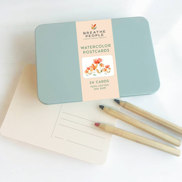 Watercolor Postcard Travel Tin - Set of 24 - DIGS