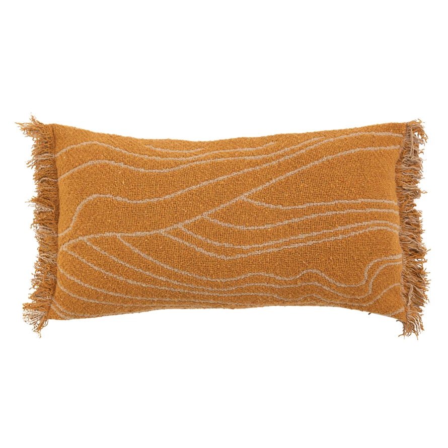 Wave Design Recycled Cotton - Blend Lumbar Pillow - DIGS