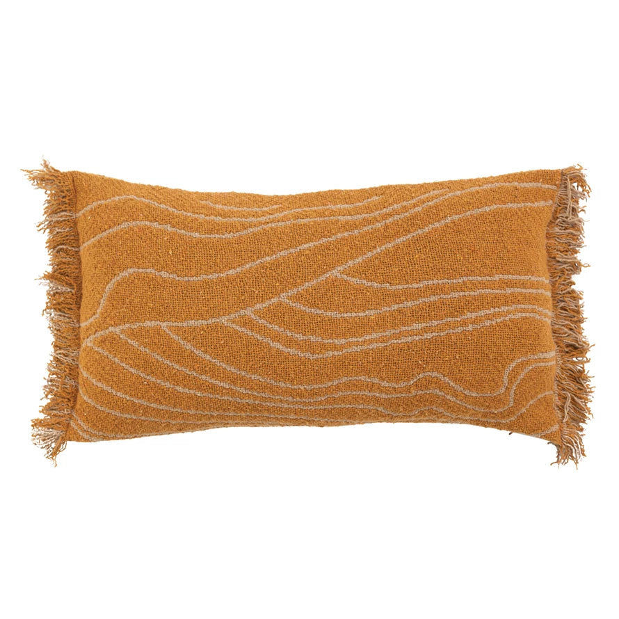 Wave Design Recycled Cotton-Blend Lumbar Pillow