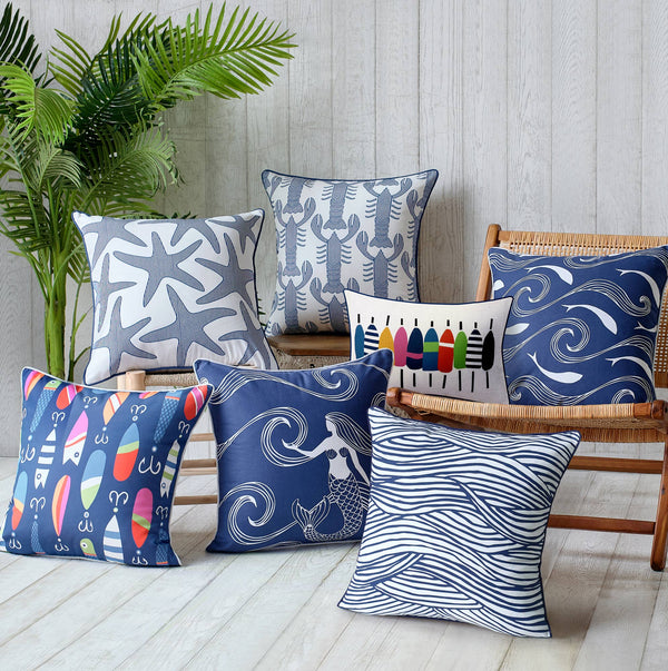 Waves Indoor/Outdoor Pillow - DIGS