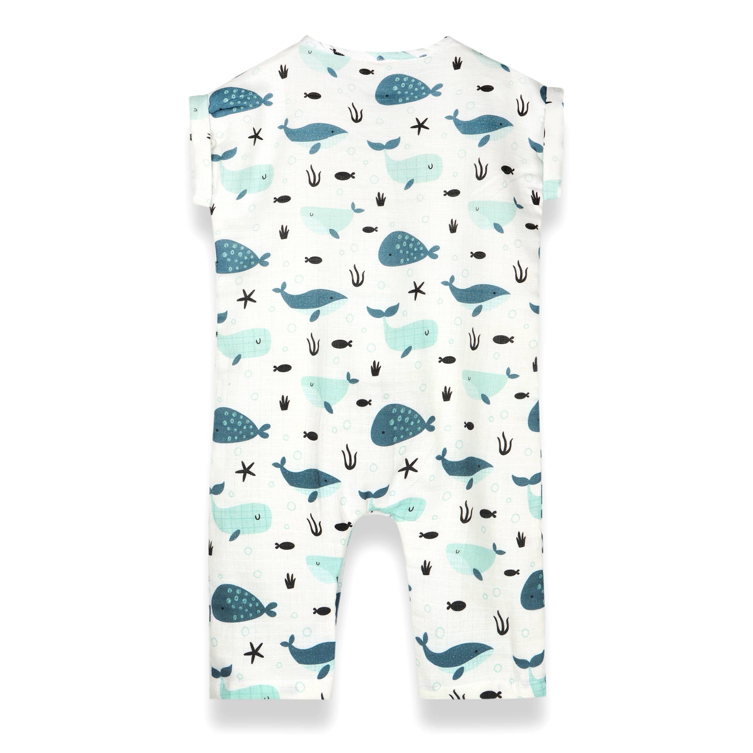Whales Rolled Sleeve Baby Jumpsuit - DIGS
