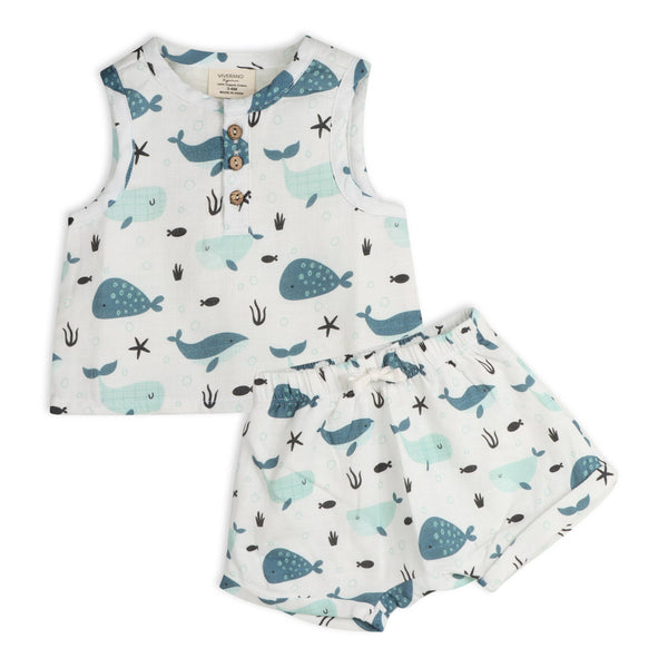 Whales Top + Shorts Baby Set - DIGS