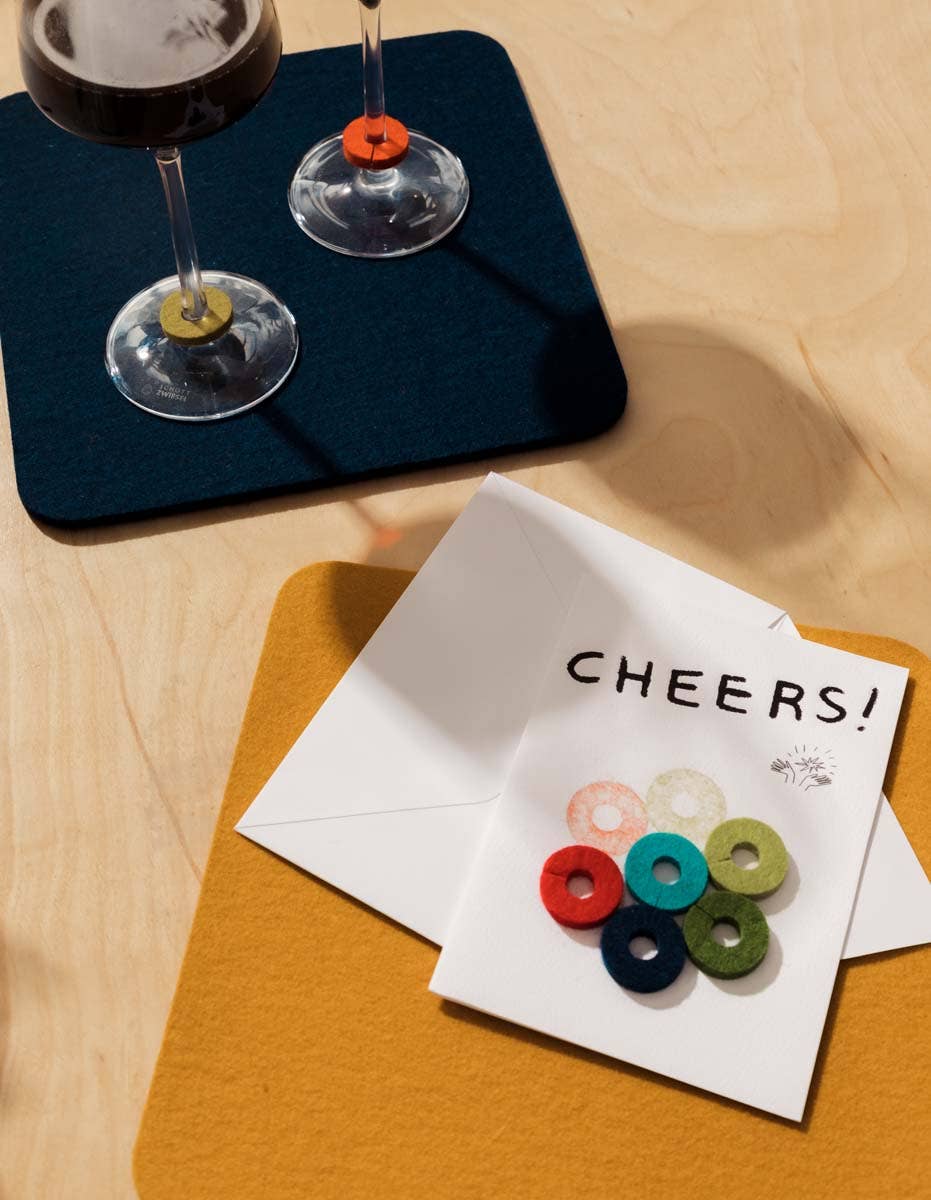 Wine - Ote's Merino Wool Felt Wine Markers: Cheers - DIGS