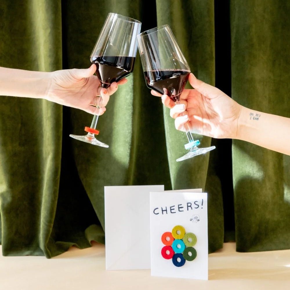 Wine - Ote's Merino Wool Felt Wine Markers: Cheers - DIGS