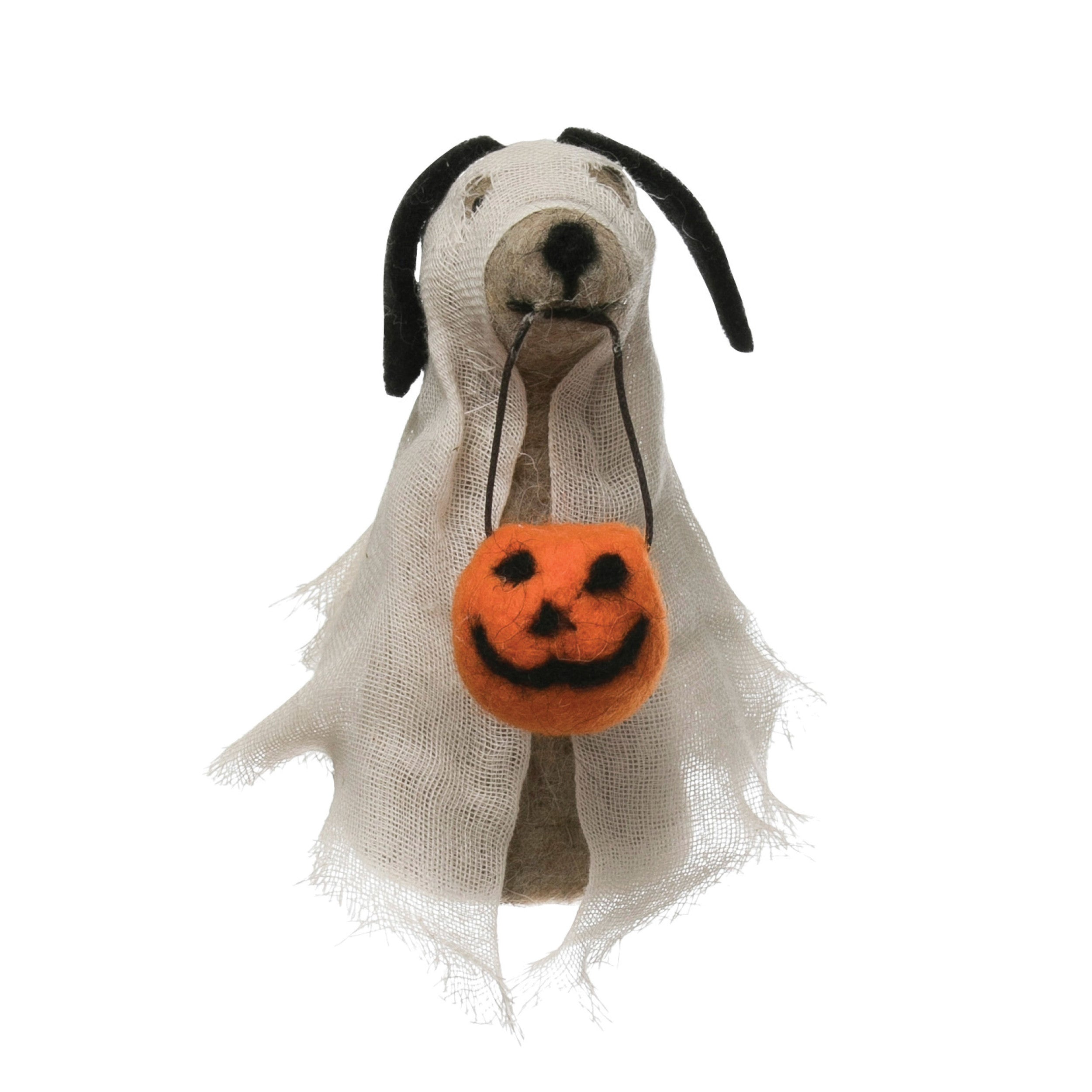 Wool Felt Dog in Ghost Costume - DIGS