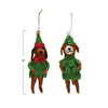 Wool Felt Dog in Tree/Elf Outfit Ornament - DIGS