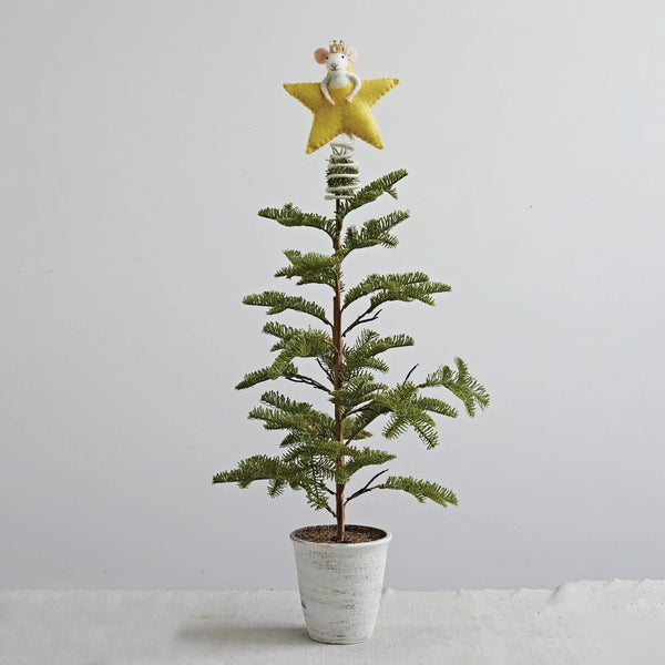 Wool Felt Star with Mouse in Crown Tree Topper - DIGS