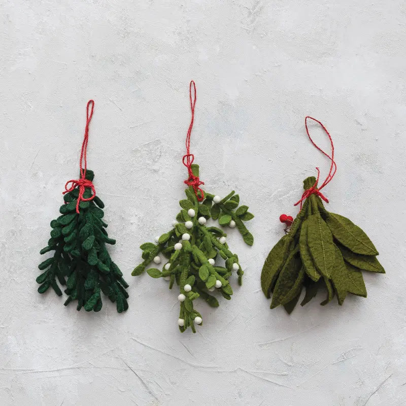 Handmade Wool Felt Hanging Mistletoe