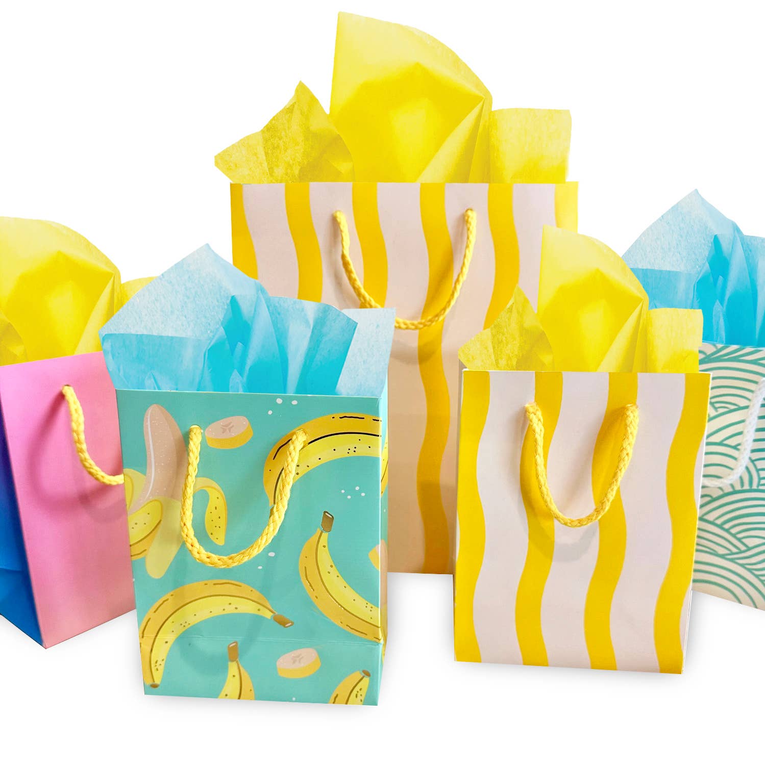 Yellow Fussy Stripe Small Gift Bag - DIGS