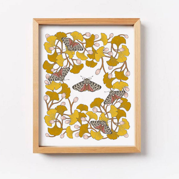 Ginkgo + Tiger Moth Wall Art Print