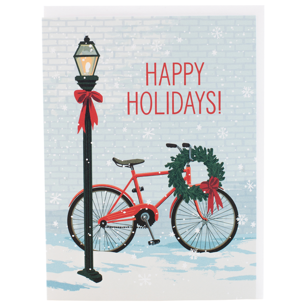 Red Bike With Wreath Card
