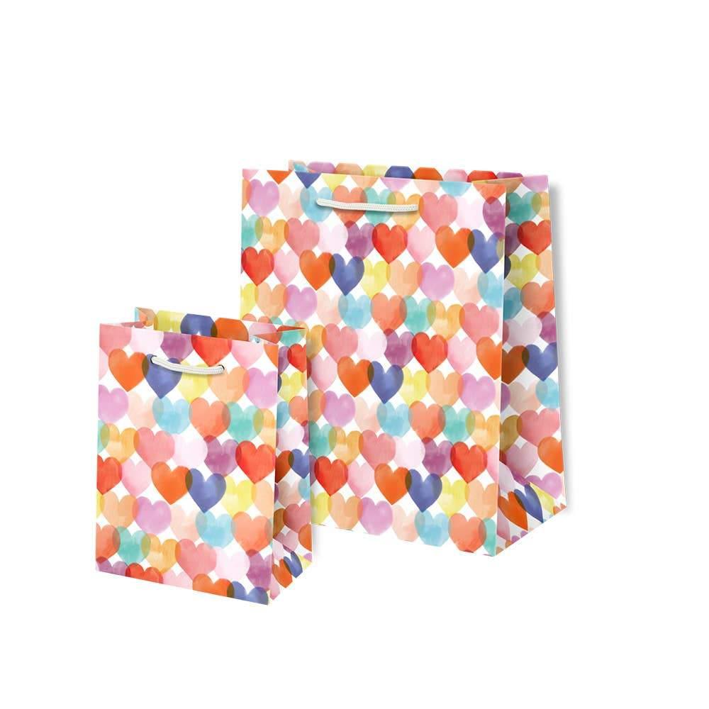 Watercolor Colorful Hearts Gift Bags - DIGS