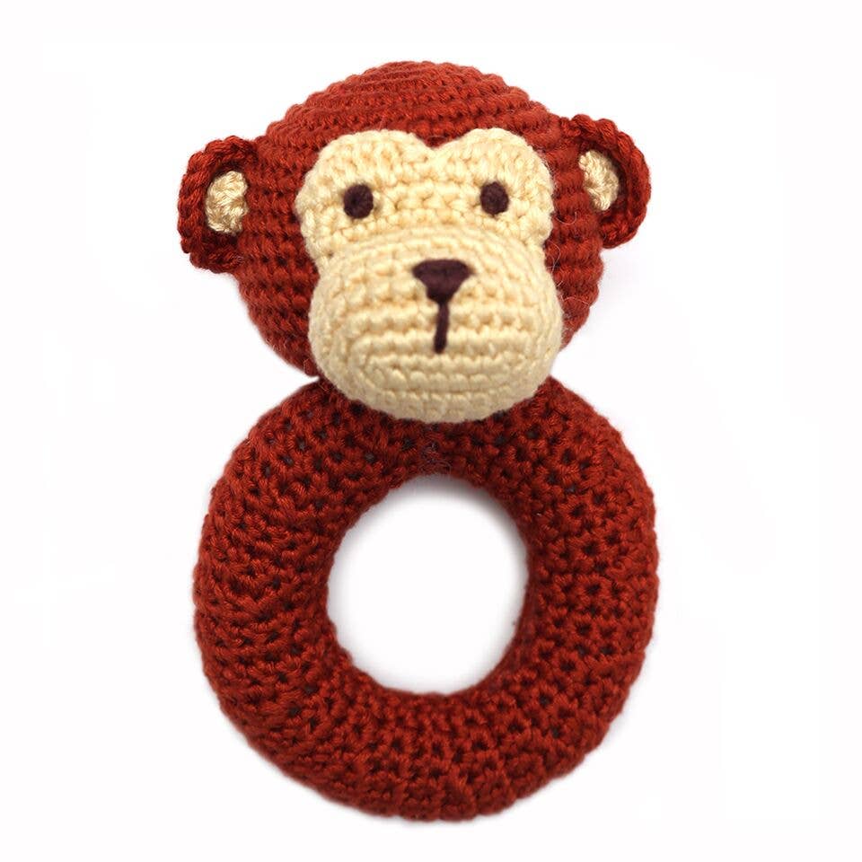Monkey Crocheted Ring Rattle