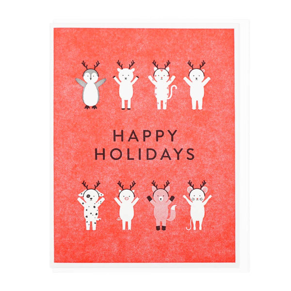 Happy Holidays Antler Friends Card
