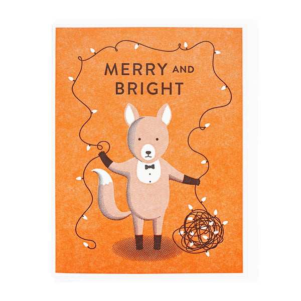 Merry And Bright Tuxedo Fox Card