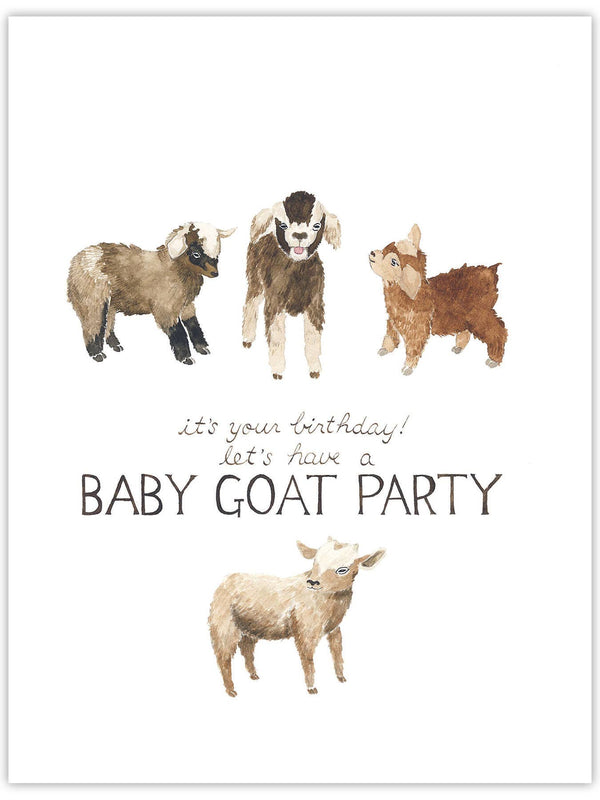 Baby Goat Party Birthday Card
