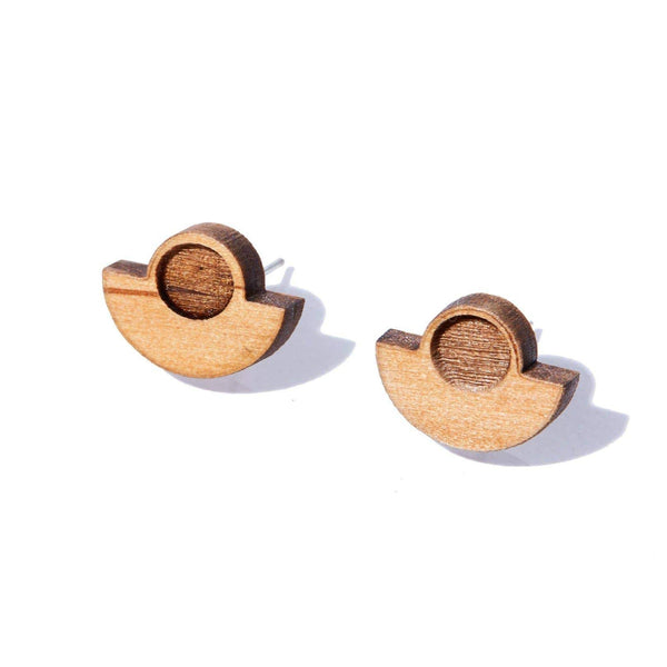 Deco Stud  Wood Earrings