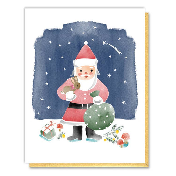 Santa with Bunny Card