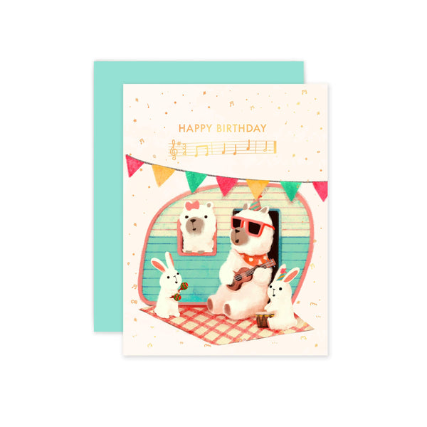 Birthday Alpaca Rose Gold Foil Card - DIGS
