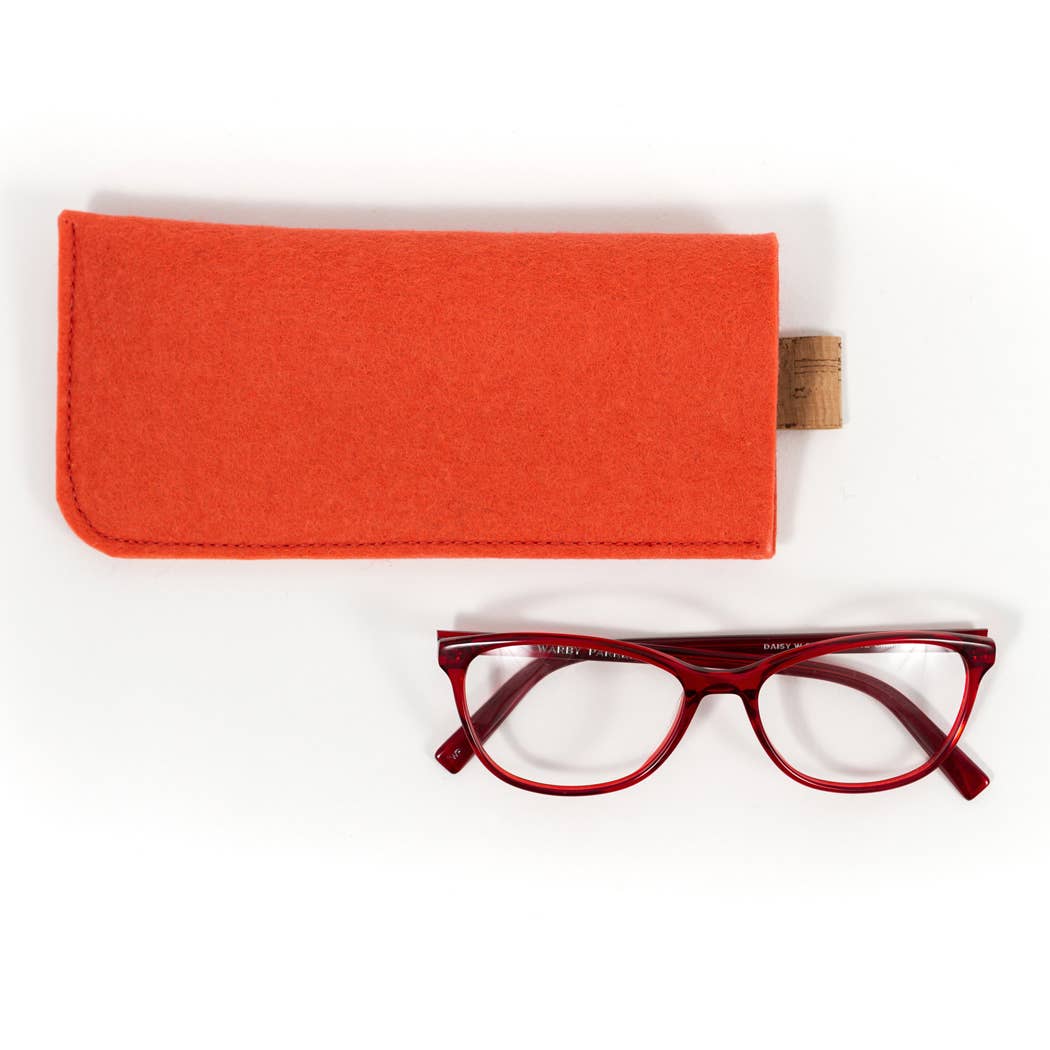 Merino Felt Glasses Sleeve: Coral Red