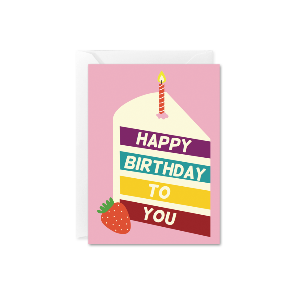 Rainbow Cake Slice Happy Birthday Mini Card - DIGS