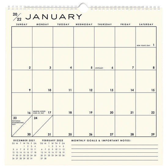 2021-22 Classic Grid Calendar