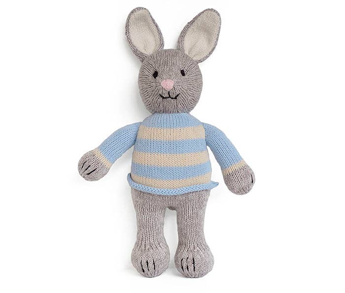 Grey Bunny in Sweater Stuffed Animal