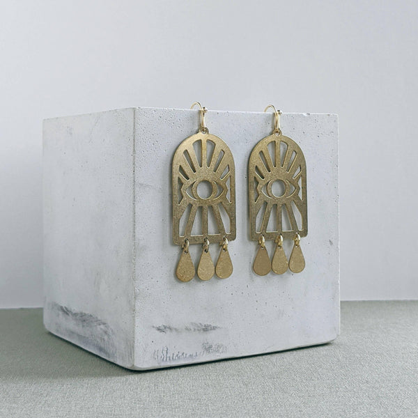 Tunnel Vision Eye Arch Brass Earrings - DIGS
