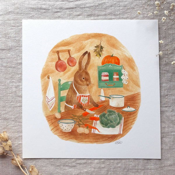 Rabbit Making Soup Art Print