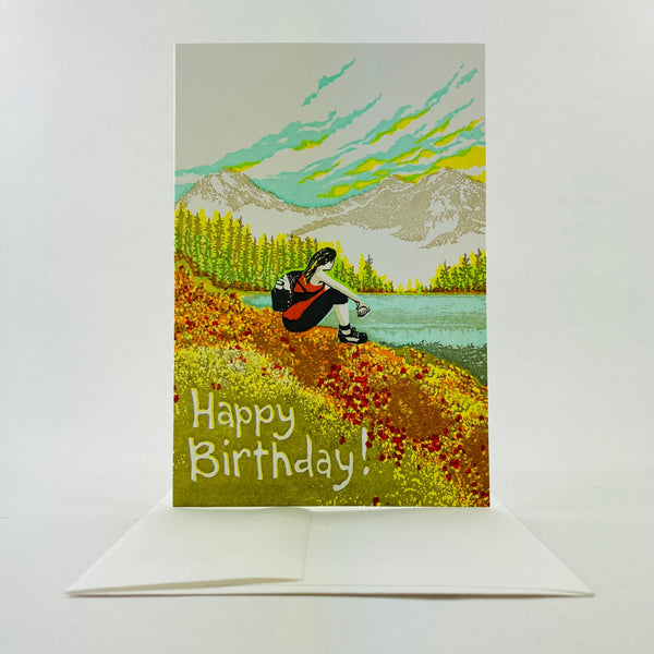 Happy Birthday Woman Hiker Card